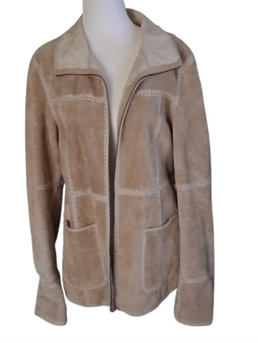 Vintage New Without Tags GUESS Tan Suede Leather Faux Fur Lined Jacket - Size L